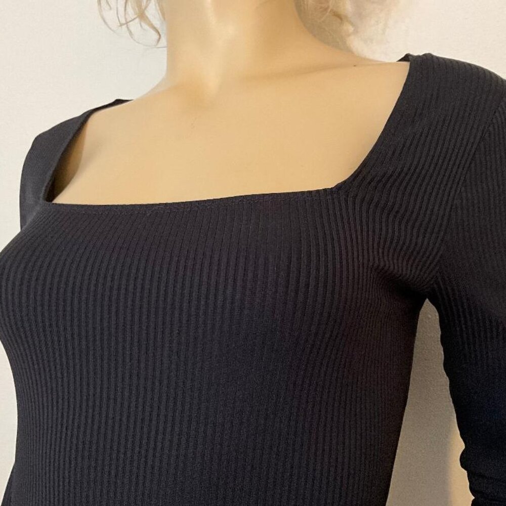 ABERCROMBIE & FITCH NWOT Black Bodycon Ribbed Maxi Dress Size S - Picture 3 of 8